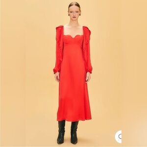 FARM Rio Red Hearts Midi Dress